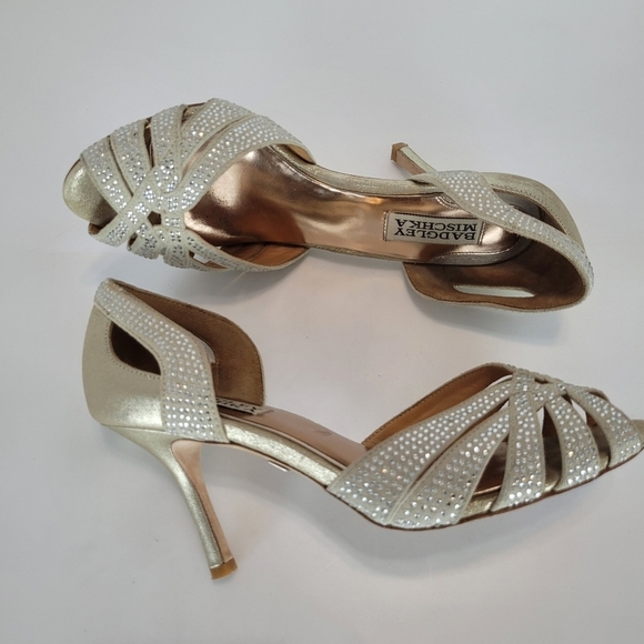 Badgley Mischka Tatiana crystal studded leather heels - Picture 6 of 10